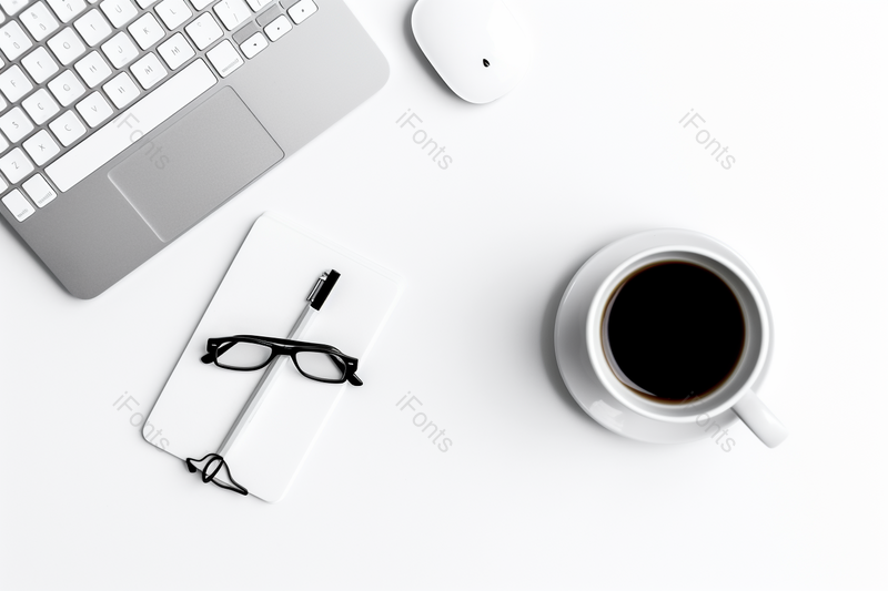 白色鼠标眼镜笔记本俯视视角创意学习桌面办公环境摆拍摄影背景,高清,摄影图,摄影图片,图片大全,摄影图免费下载